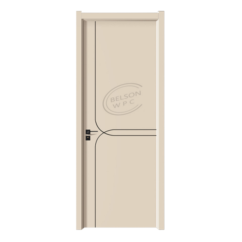 Belson WPC  BES-015 black lines beige color WPC room door for house