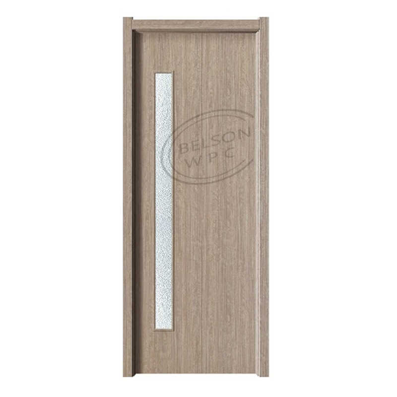 Belson WPC BES-055B WPC bathroom door with small and long strips glass 