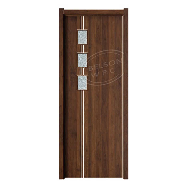 Belson WPC BES-095B small piece glass with 2-lines glass WPC bathroom door