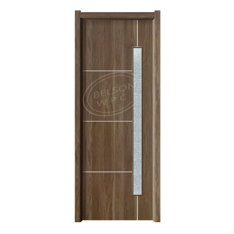 Belson WPC BES-095B small piece glass with 4-lines glass WPC bathroom door 