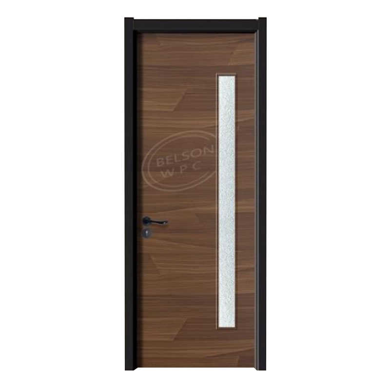 Belson WPC BES-095B small piece glass with wooden color WPC bathroom door